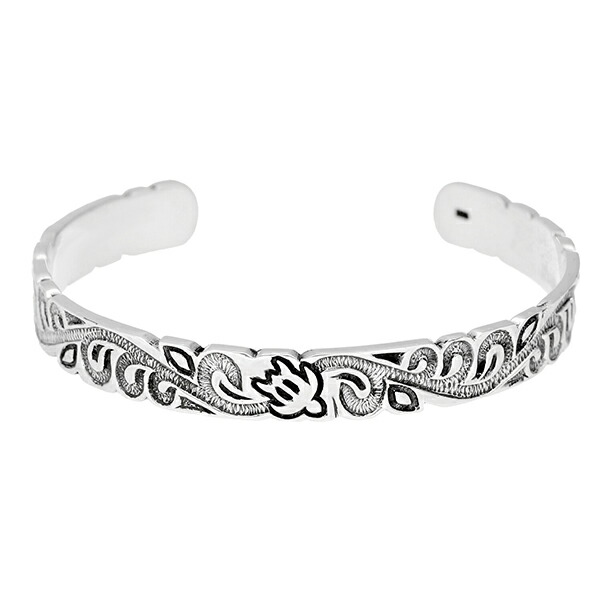 Honu Sea Turtle Sterling Silver 925 Hawaiian Arabesque Bangle 