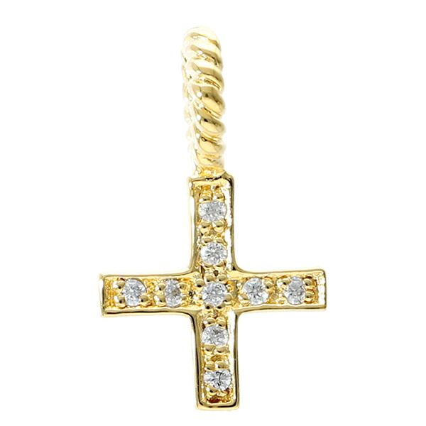 ジルコニア クロス ゴールドコーティング シルバー ペンダントトップ チェーンなし フレアクロス ヘッド トップ PMR イエローゴールド コーティング ジルコニア クロス