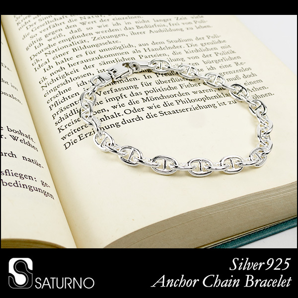 サツルノ アンカーチェーン シルバーブレスレット 19cm 幅5.8mm