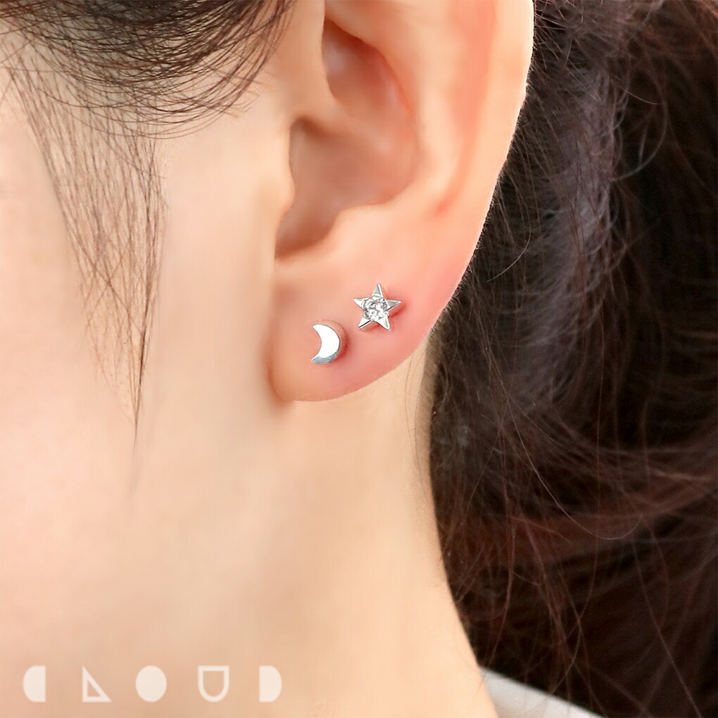 Star jewelry 月 ピアス 星 Star Jewelry 月と星モチーフ ピアス 星月