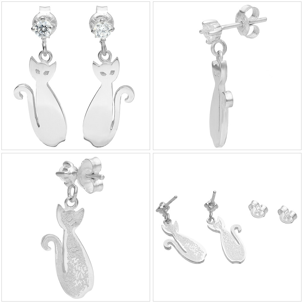Cloud Jewelry くつろぎ 猫 ピアス イヤリング シルバー925 クラウド