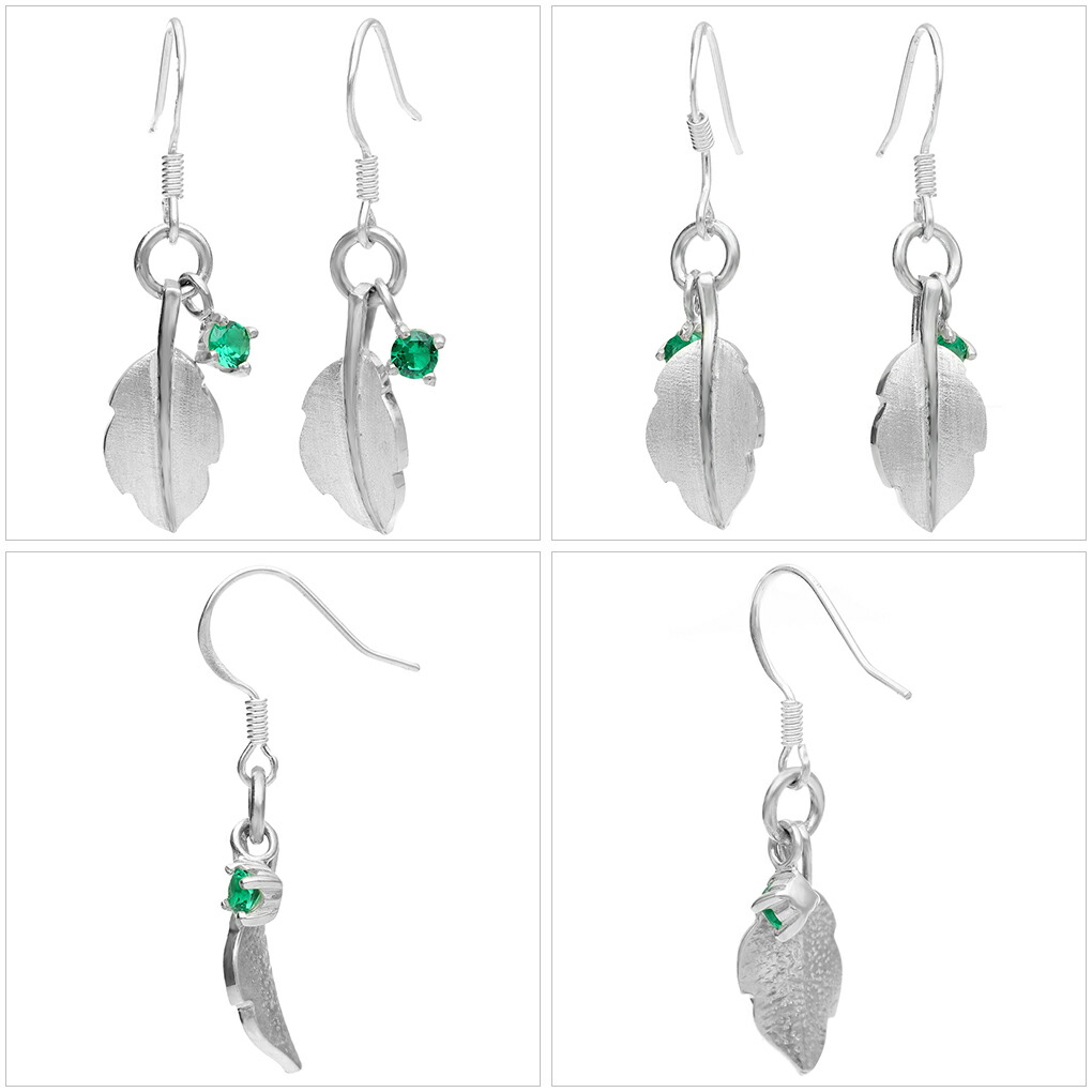 Cloud Jewelry エメラルド リーフ フック ピアス シルバー925 クラウド