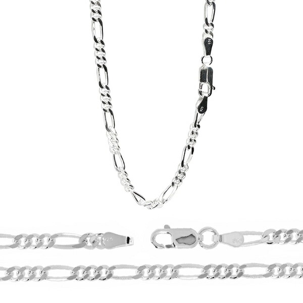 シルバーチェーン ネックレス チェーン フィガロチェーン 幅約3.4mm