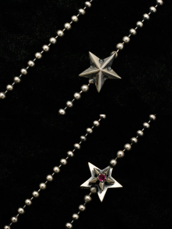 MITSUKOSHIネックレス スタールビー シルバーゴールド加工 ボタンカット MITSUKOSHIネックレス スタールビー シルバーゴールド加工