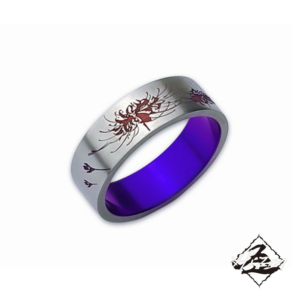 Hizm 彼岸花リング 7mm 朱×赤紫×紫 純チタン製 1-30号 チタン