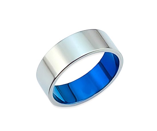 Hizm 空色向日葵リング 7mm 幅 蒼穹 橙×黄×青 純チタン製 チタン