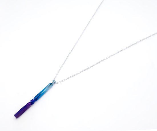 Hizm 流水に空 No.3 青×紫 純チタン製 S～L チェーン付き 45-55cm