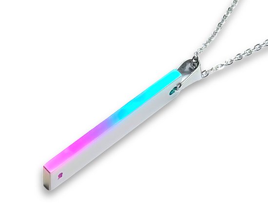 Hizm 札形ペンダントトップ M 雪華 碧色×天色×紫×桃 純チタン製