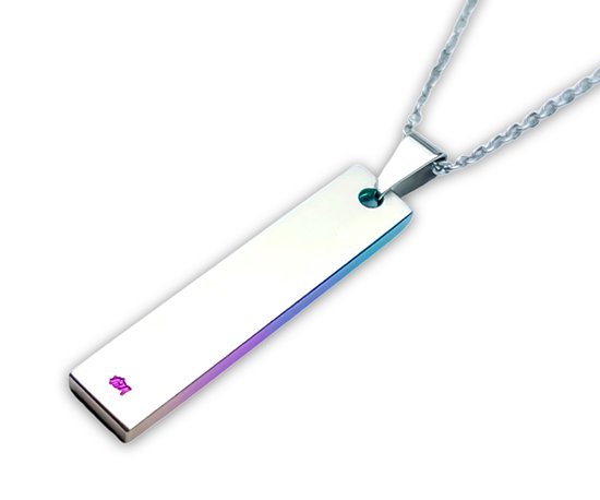 Hizm 札形ペンダントトップ M 雪華 碧色×天色×紫×桃 純チタン製