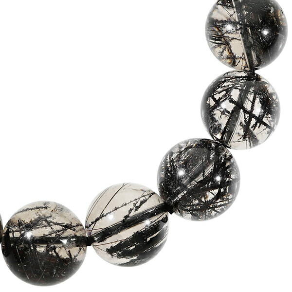 ブラックルチルクォーツ 高品質 ブレスレット 13.4mm 19cm メンズL