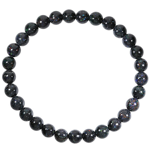 ブラックオパール ブレスレット 6mm 16.5cm～17cm S～M サイズ