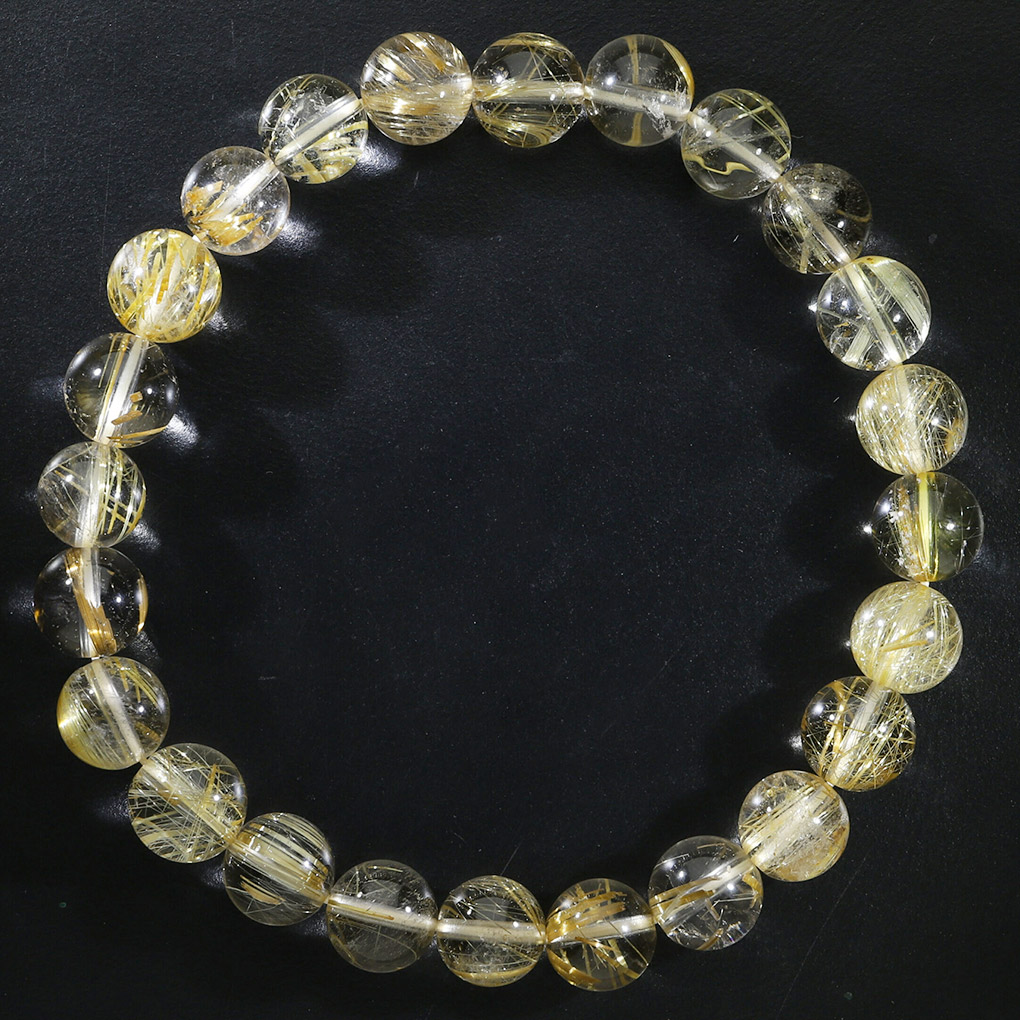 ゴールドルチルクォーツ 6A グレード ブレスレット 8.2mm 18.5cm