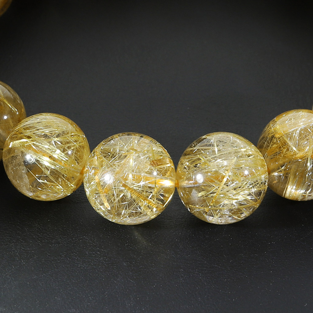 ゴールドルチルクォーツ ブレスレット ブラジル産 12mm 18.5cm メンズ