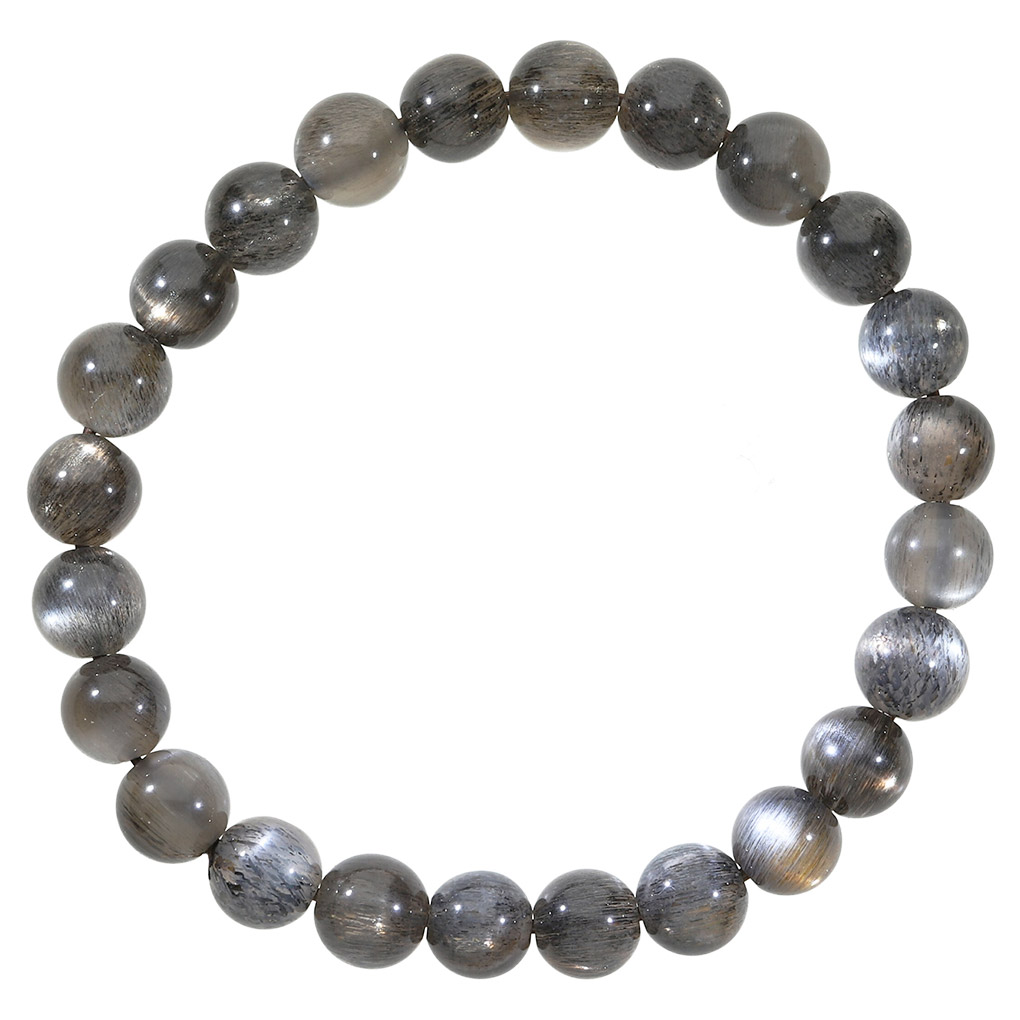 ブラックサンムーンストーン ブレスレット 8mm 18cm メンズ M