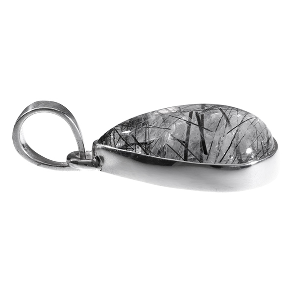 ブラックルチルクォーツ シルバー ペンダントトップ 雫 天然石