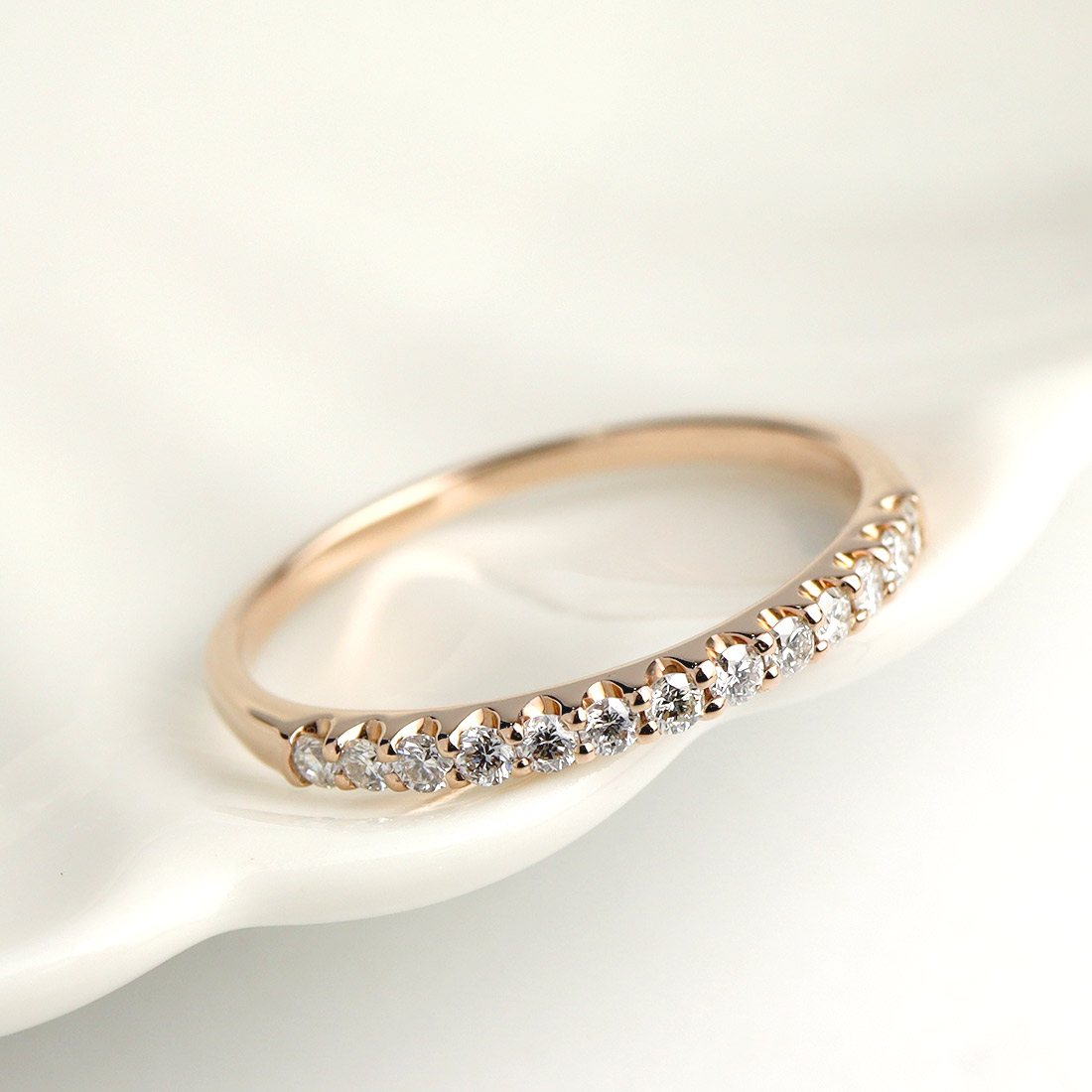 K18 ピンクゴールド ストレート リング ダイヤモンド 1号～15号 指輪