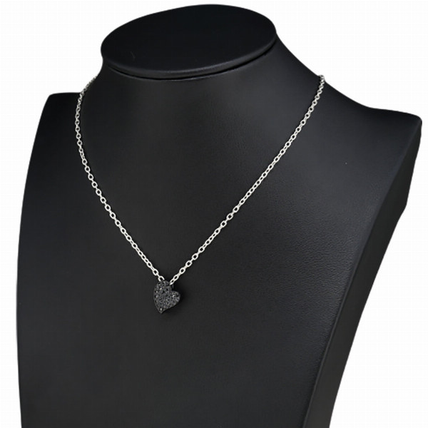 PUERTA DEL SOL Chubby 厚み ハート ブラック ネックレス(チェーン付き