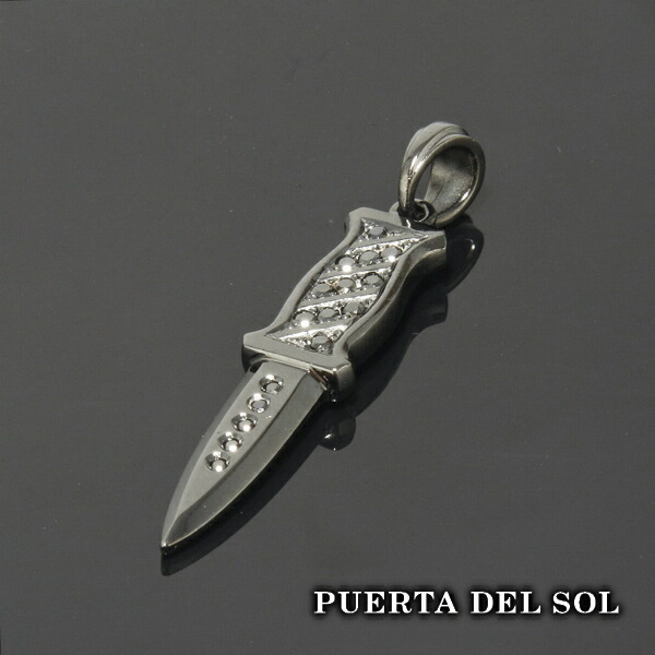 PUERTA DEL SOL 両刃 ダガーナイフ ブーツナイフ ブラック ペンダント