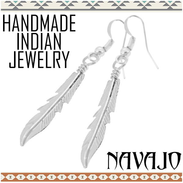 インディアンジュエリー ナバホ族 シャープフェザー シルバーピアス 2P