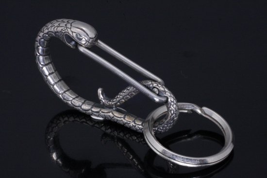 龍頭 蛇 カラビナ シルバー キーチェーン キーホルダー