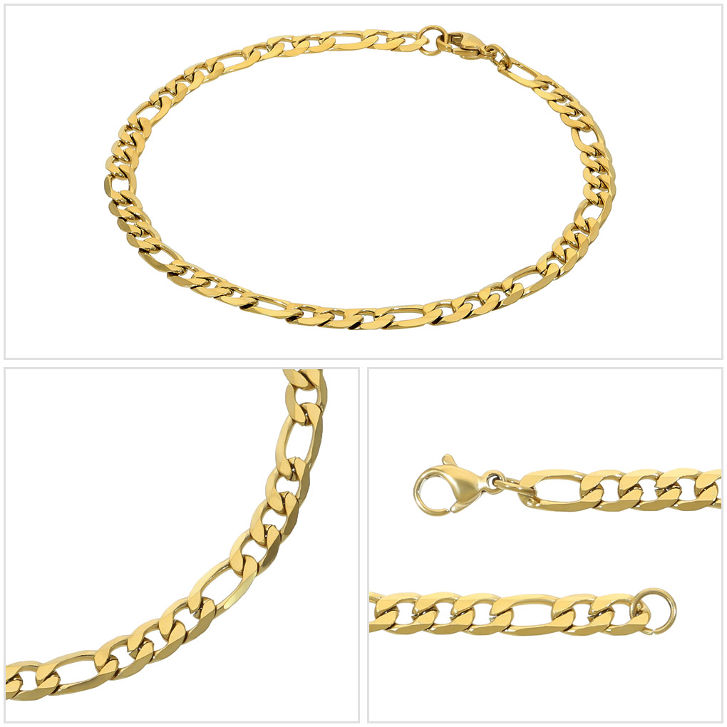 関税/送料込み【twistedpendant】プレミアフィガロブレスレット ステンレス チェーンブレスレット フィガロチェーンブレスレット