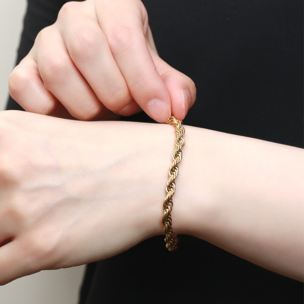 ステンレス ゴールド ロープチェーン ブレスレット サージカル