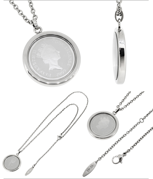 純銀 イルカコイン 1/10オンス エリザベス2世 メンズネックレス