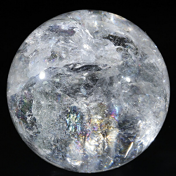 虹入り 水晶 丸玉 約49mm 穴なし 天然石 パワーストーン スフィア 水晶