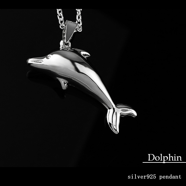 イルカ シルバー ネックレス (チェーン付き) ドルフィン ペンダント シルバー925 生き物 マリン 海 魚 メンズ レディース 男性 女性  ユニセックス