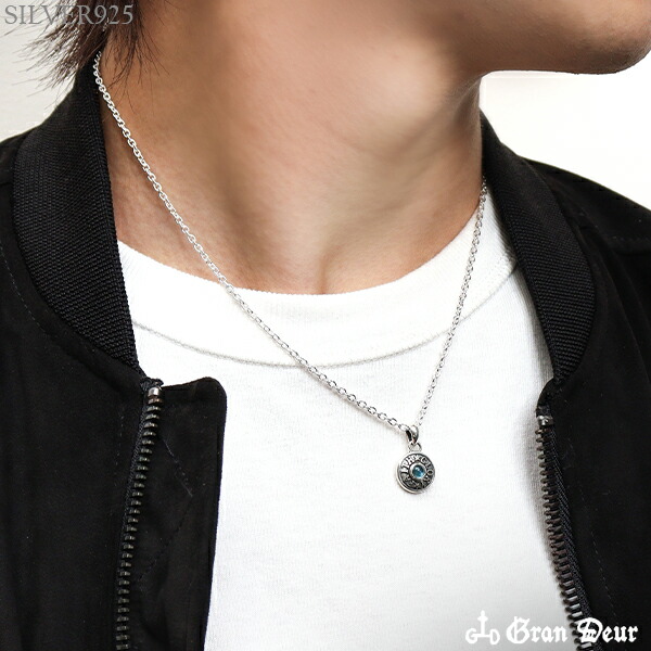 GRAN DEUR ミニ ディスク シルバーペンダントトップ チェーン