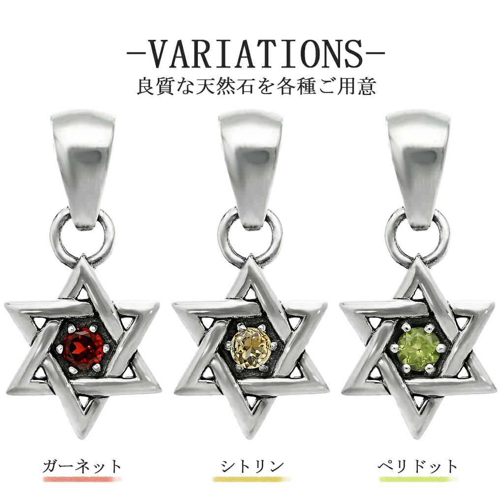六芒星 天然石 シルバー 925 ネックレス ペンダントトップ ガーネット
