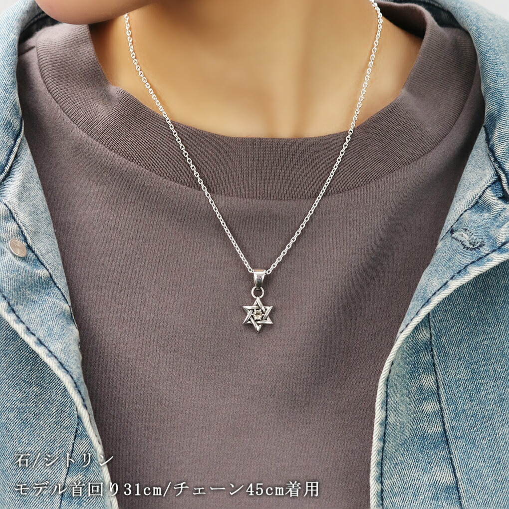 六芒星 天然石 シルバー 925 ネックレス ペンダントトップ ガーネット