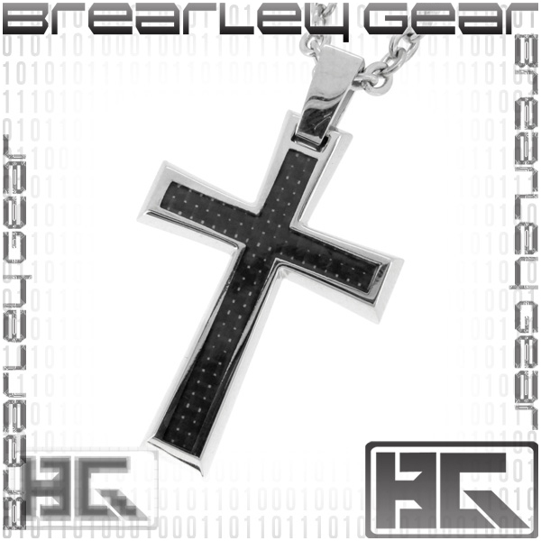 【Brearley Gear】"まるで青い炎のようにクールな輝きを放つ、サージカルステンレスへのこだわりが今ここに"編目模様のカーボンラインのサージカルステンレスクロスネックレスで
