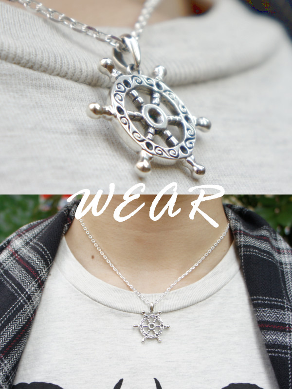 操舵輪シルバーネックレス(チェーン付きペンダントトップ
