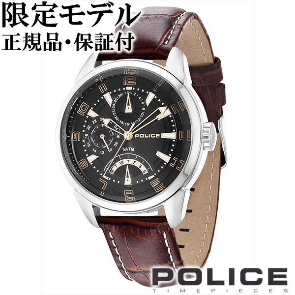 【POLICE/腕時計】 FLASH/フラッシュ (ブラック/ゴールド) マルチファンクション ウォッチ 【限定モデル】 レザー/フォーマル/ポリス