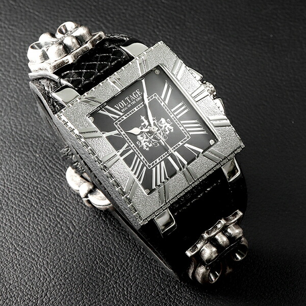 VOLTAGE ヴォルテージ BRAVE 4 ブラック 腕時計 メンズ ブランド 時計 腕 日本製 シチズン 革ベルト ベルト 革 スクエア 四角  ローマ数字