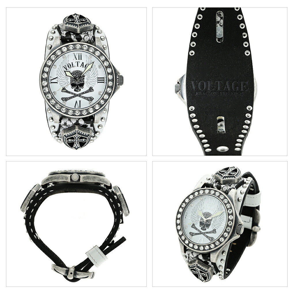 VOLTAGE 時計 WING SKULL LEATHER ホワイト 腕時計 ウォッチ 白