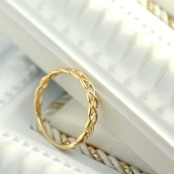 K18 編み込み ゴールド リング 18金 18k 指輪 地金 スパイラル