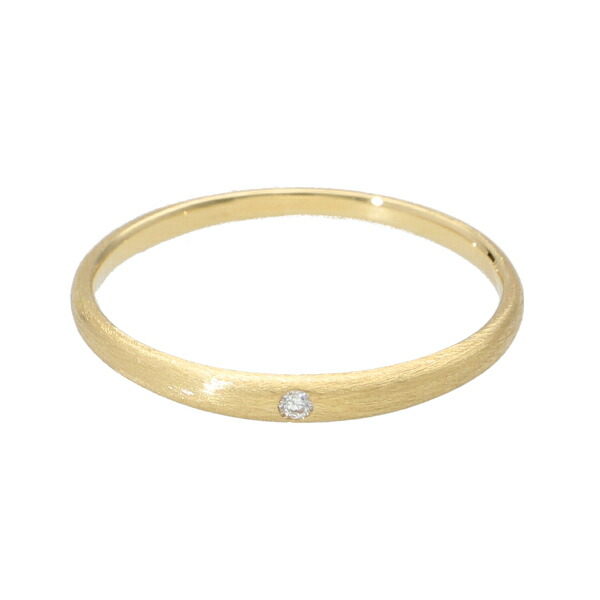 K18 ダイヤモンド 甲丸 ヘアライン ゴールド リング 18金 18k