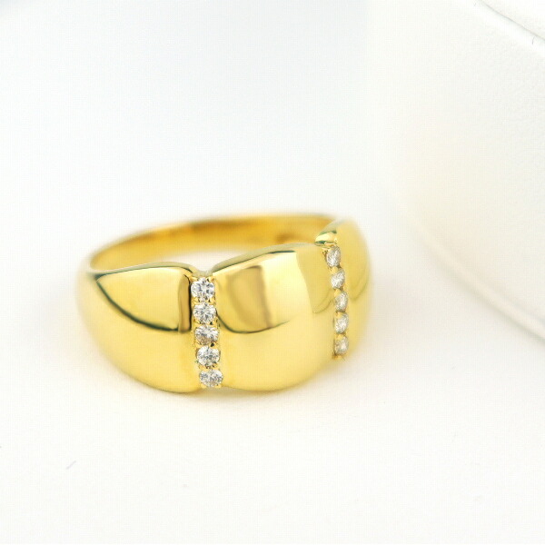 18金 18K ゴールド デザイン エレガント リング 10号 ボリューム