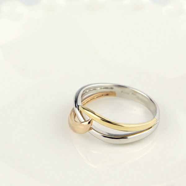 PT900 K18 3色 ウェーブ リング 指輪 プラチナ 地金 18金 18k YG PG