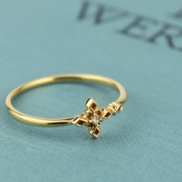 K18 ダイヤモンド クロス リング 指輪 ゴールド 18金 18k 透かし