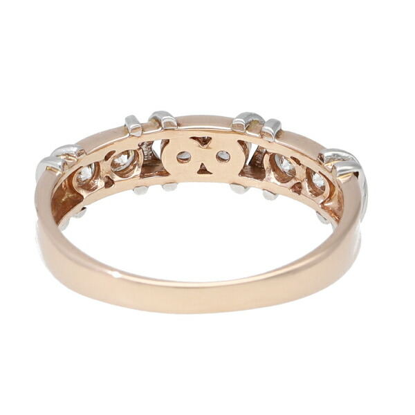 K18 PT900 ダイヤモンド クロス ピンクゴールド リング 指輪 18金 18k