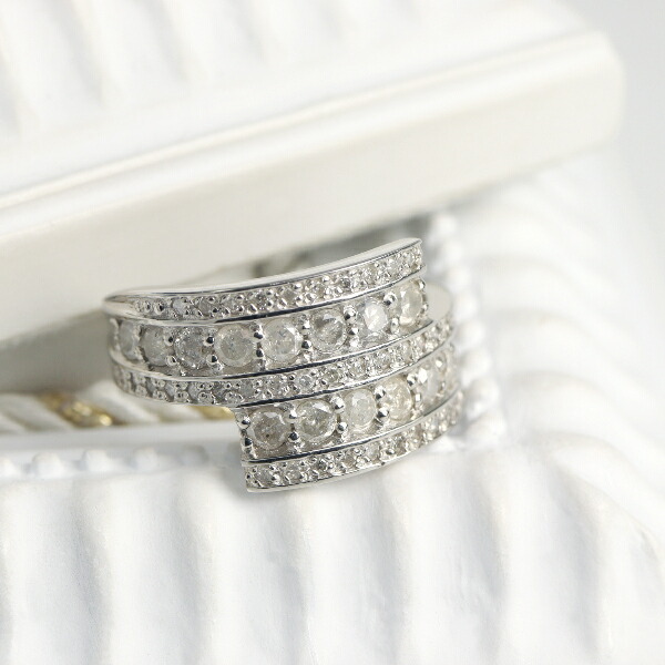 PT900 1.0ct ダイヤモンド ツイスト リング 指輪 プラチナ 天然 ダイヤ