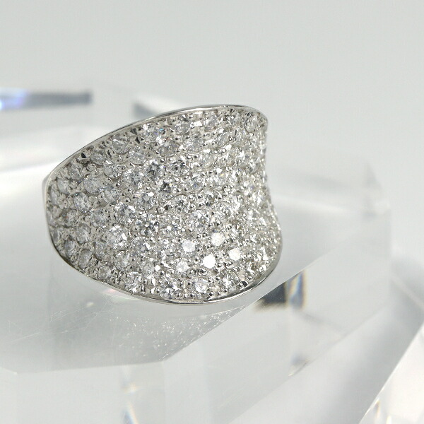 PT900 2.0ct ダイヤモンド パヴェ 逆甲丸 プラチナリング 指輪