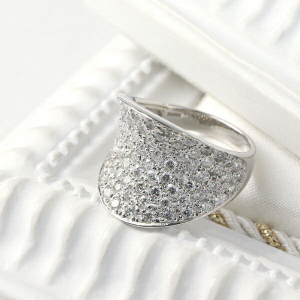 PT900 2.0ct ダイヤモンド パヴェ 逆甲丸 プラチナリング 指輪