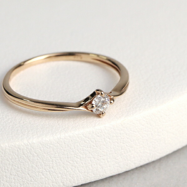 K18 PG 一粒 ダイヤモンド リング 指輪 ピンクゴールド 18金 18k