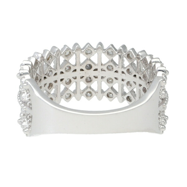 K18 ダイヤモンド 透かし レース リング 指輪 ホワイトゴールド 18金