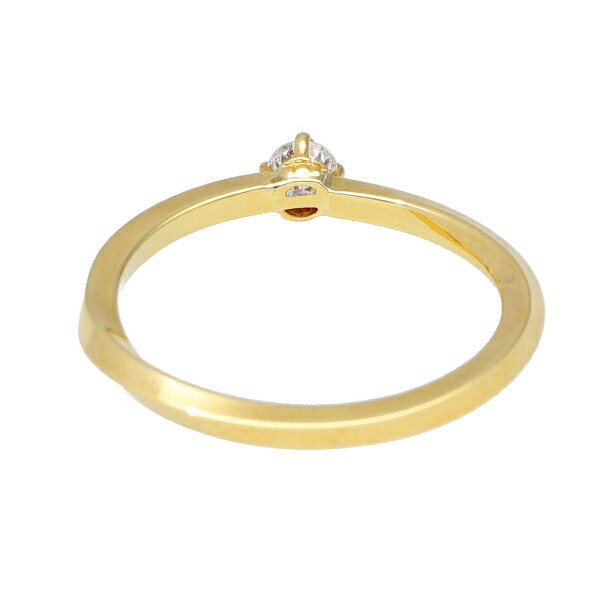 K18 一粒 ダイヤモンド ツイスト ゴールド リング 指輪 一粒ダイヤ