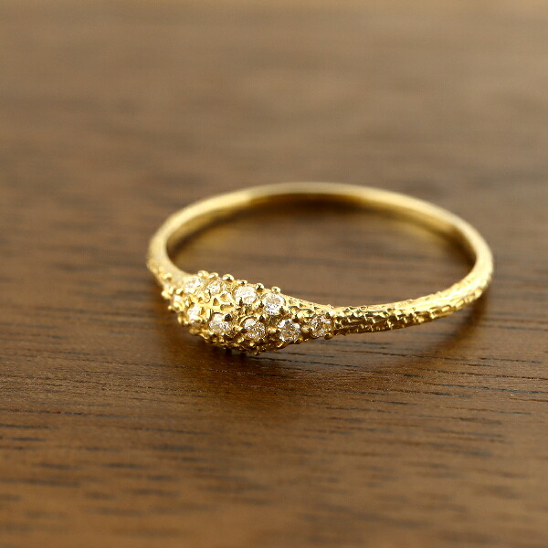 K18 キラキラ加工 ダイヤモンド ゴールドリング 指輪 リング 18金 18k 